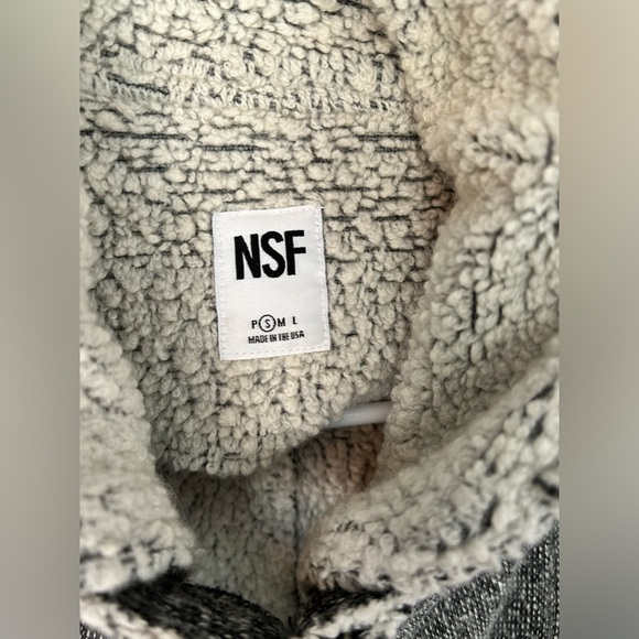 NSF gray Sherpa collar moto style jacket size small - Picture 2 of 12
